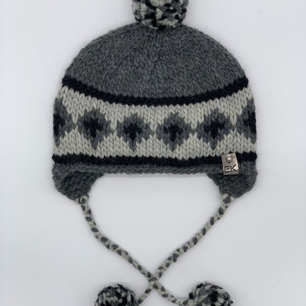 Hand Knitted Wool Beanie with Pom Pom